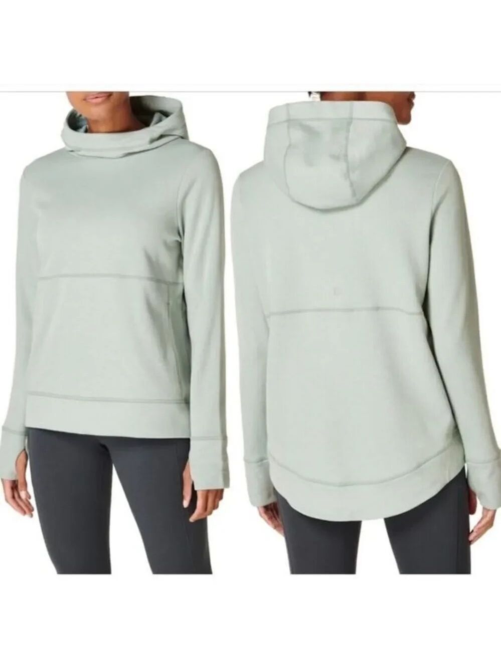 Sweaty Betty Galvanise Running Hoodie in Mirage Green